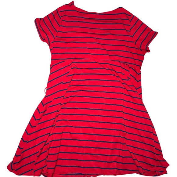 Torrid Wrap Dress Short Sleeve Red Black Striped Size 4X - Picture 2 of 4
